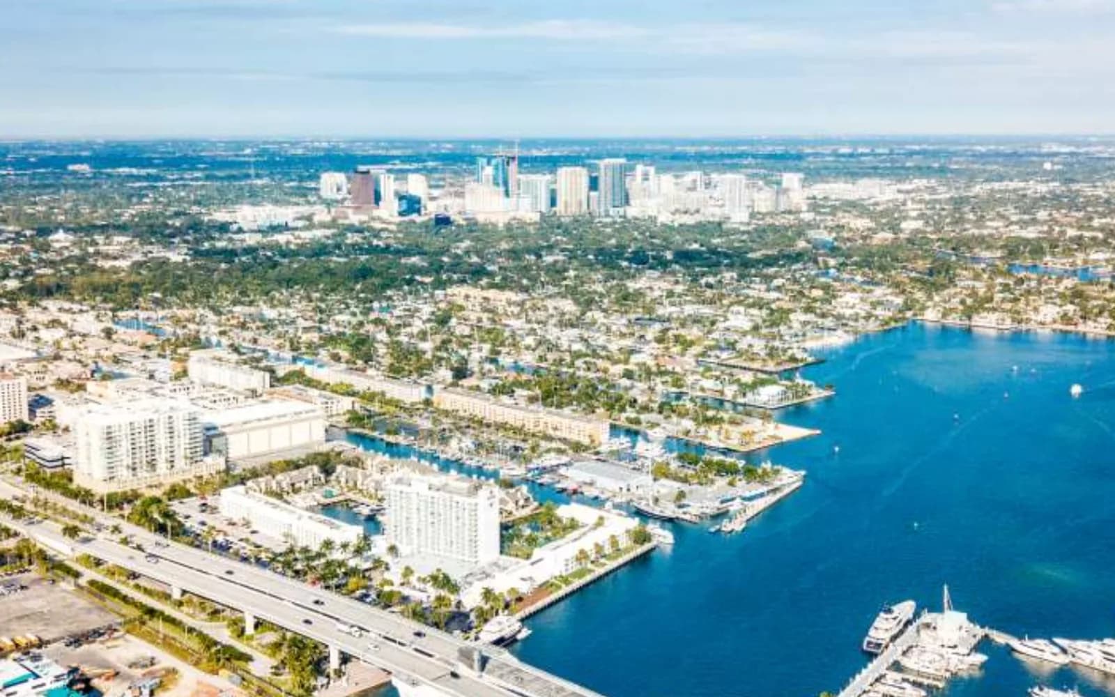 Aerial view of Fort Lauderdale and the surrounding Broward County waterways and neighborhoods